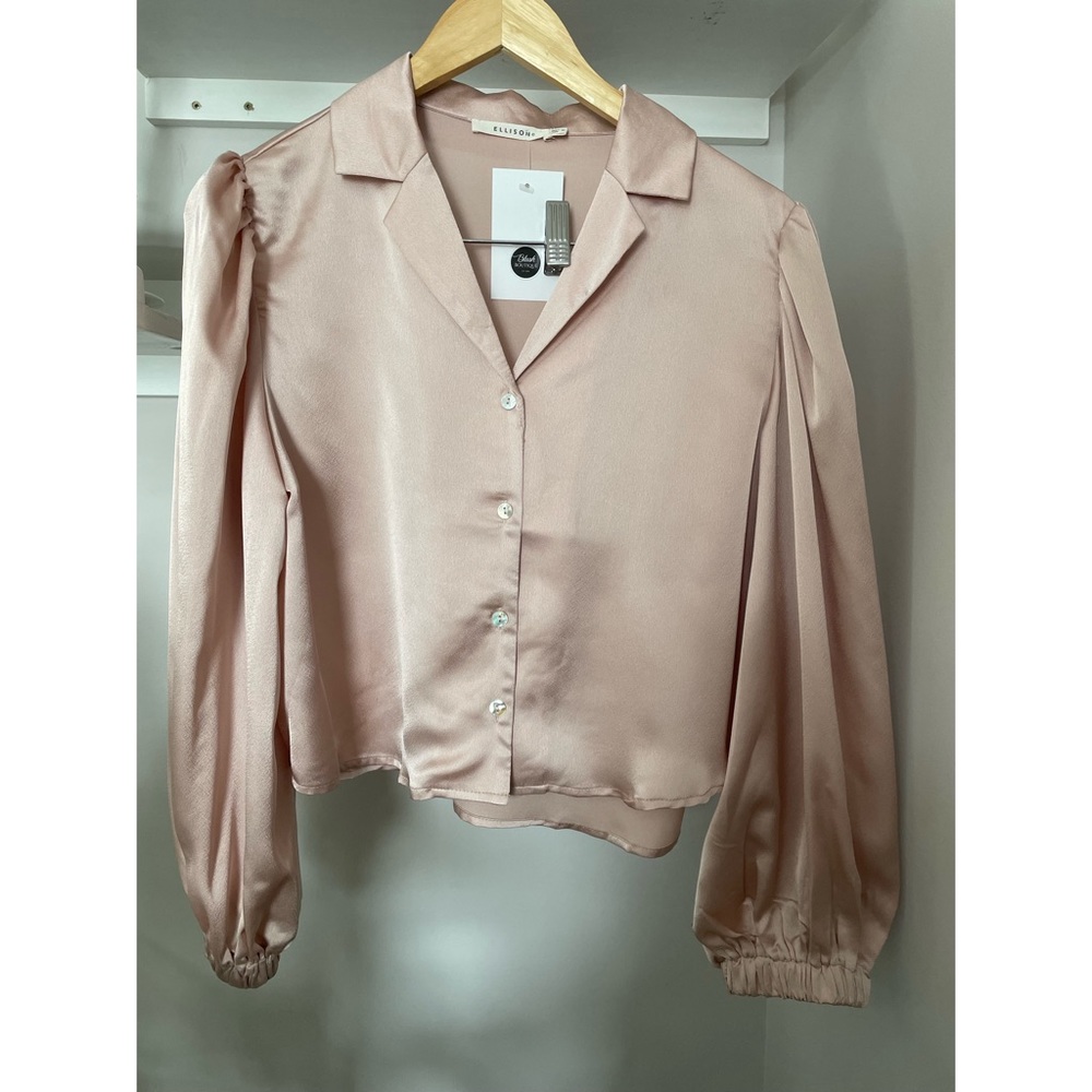 NWT Ellison Pink Champagne Satin Shirt